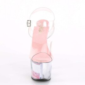 Pleaser Sandalia de Tacón SKY-308WHG Transparente Rosa Claro Multi Purpurina EU-37 / US-7