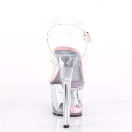 Pleaser Sandalia de Tacón SKY-308WHG Transparente Rosa Claro Multi Purpurina EU-37 / US-7