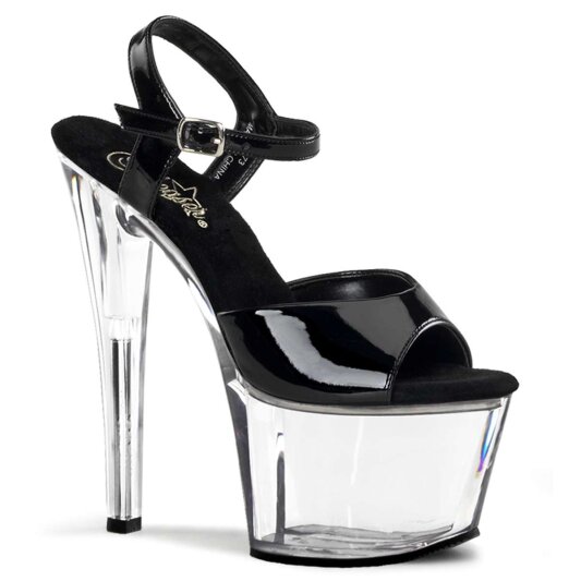 Pleaser Sandalia de Tacón SKY-309 Negro Transparente EU-41 / US-11
