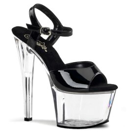 Pleaser Sandalia de Tacón SKY-309 Negro Transparente EU-37 / US-7