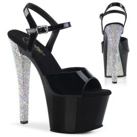 Pleaser Sandalia de Tacón SKY-309CHRS Negro Plata...