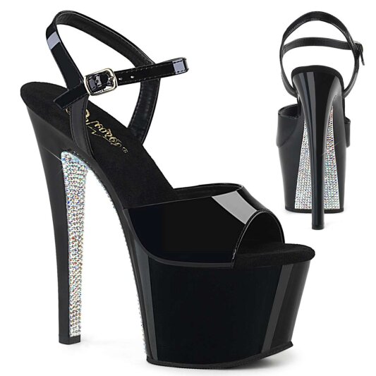 Pleaser Sandalia de Tacón SKY-309CRS Negro Plata Metalizado EU-35 / US-5