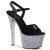Pleaser Sandalia de Tacón SKY-309LG Negro Charol Plata Multi Purpurina EU-41 / US-11