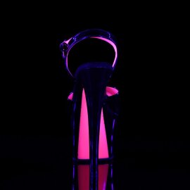 Pleaser Sandalia de Tacón SKY-309TT Negro Charol Rosa Claro Neón EU-41 / US-11