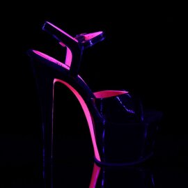Pleaser Sandalia de Tacón SKY-309TT Negro Charol Rosa Claro Neón EU-41 / US-11