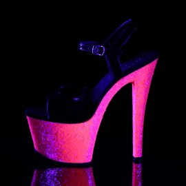 Pleaser Sandalia de Tacón SKY-309UVLG Negro Rosa Claro Neón EU-37 / US-7