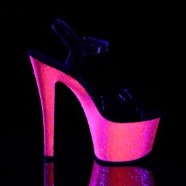 Pleaser Sandalia de Tacón SKY-309UVLG Negro Rosa Claro Neón EU-37 / US-7