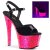 Pleaser Sandalia de Tacón SKY-309UVLG Negro Rosa Claro Neón EU-37 / US-7