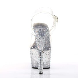 Pleaser Sandalia de Tacón STARDANCE-708 Plata Transparente Metalizado EU-37 / US-7