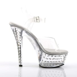 Pleaser Sandalia de Tacón STARDUST-608 Plata Transparente EU-39 / US-9