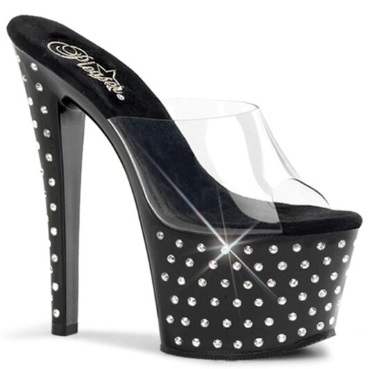 Pleaser Zapato Abierto STARDUST-701 Negro Transparente EU-38 / US-8