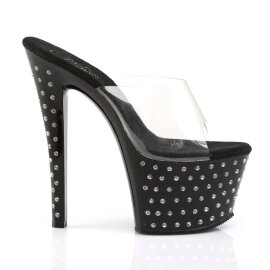 Pleaser Zapato Abierto STARDUST-701 Negro Transparente EU-38 / US-8