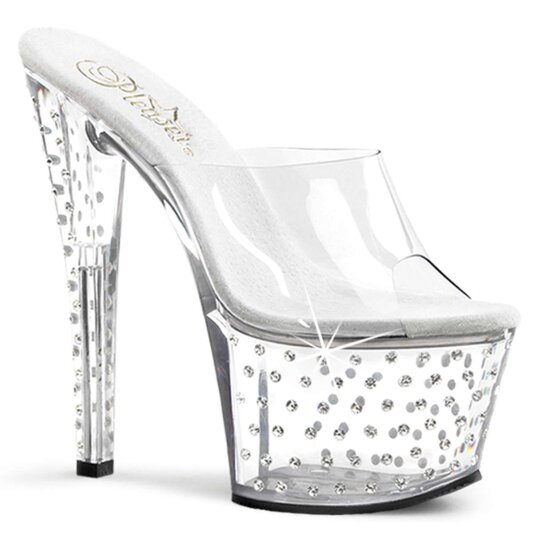 Pleaser Zapato Abierto STARDUST-701 Plata Transparente EU-35 / US-5