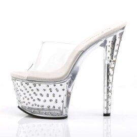 Pleaser Zapato Abierto STARDUST-701 Plata Transparente EU-37 / US-7