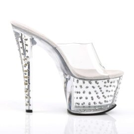 Pleaser Zapato Abierto STARDUST-701 Plata Transparente EU-37 / US-7