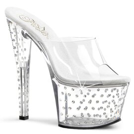 Pleaser Zapato Abierto STARDUST-701 Plata Transparente...