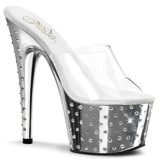 Pleaser Zapato Abierto STARDUST-701 Plata Transparente Metalizado EU-38 / US-8