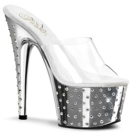 Pleaser Zapato Abierto STARDUST-701 Plata Transparente Metalizado EU-38 / US-8