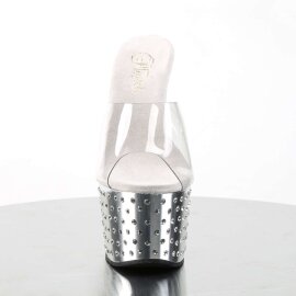 Pleaser Zapato Abierto STARDUST-701 Plata Transparente Metalizado EU-38 / US-8