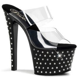 Pleaser Zapato Abierto STARDUST-702 Negro Transparente...
