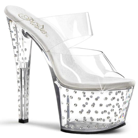 Pleaser Zapato Abierto STARDUST-702 Plata Transparente EU-37 / US-7