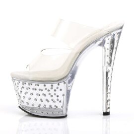 Pleaser Zapato Abierto STARDUST-702 Plata Transparente EU-37 / US-7