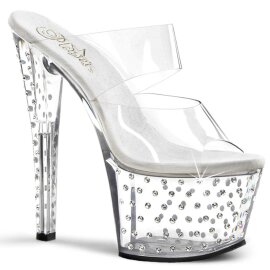 Pleaser Zapato Abierto STARDUST-702 Plata Transparente...