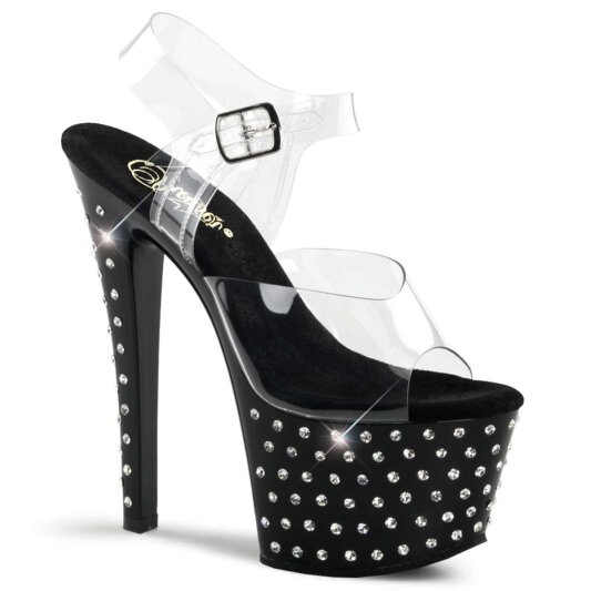 Pleaser Sandalia de Tacón STARDUST-708 Negro Transparente EU-37 / US-7