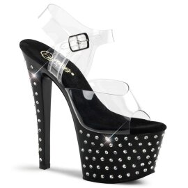 Pleaser Sandalia de Tacón STARDUST-708 Negro Transparente EU-37 / US-7