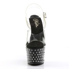 Pleaser Sandalia de Tacón STARDUST-708 Negro Transparente EU-37 / US-7