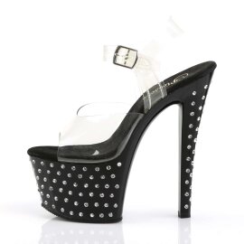 Pleaser Sandalia de Tacón STARDUST-708 Negro Transparente EU-37 / US-7