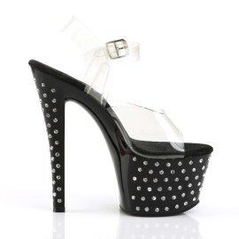Pleaser Sandalia de Tacón STARDUST-708 Negro Transparente EU-37 / US-7
