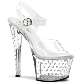 Pleaser Sandalia de Tacón STARDUST-708 Plata...