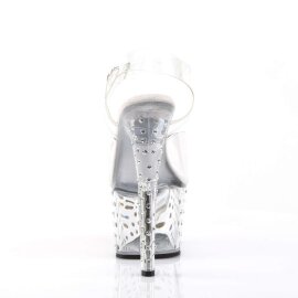 Pleaser Sandalia de Tacón STARDUST-708 Plata Transparente EU-37 / US-7