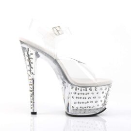 Pleaser Sandalia de Tacón STARDUST-708 Plata Transparente EU-37 / US-7