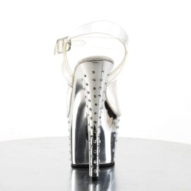 Pleaser Sandalia de Tacón STARDUST-708 Plata Transparente Metalizado EU-39 / US-9
