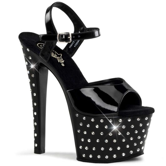 Pleaser Sandalia de Tacón STARDUST-709 Negro CharolEU-40 / US-10