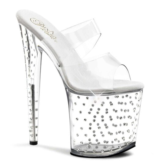 Pleaser Zapato Abierto STARDUST-802 Plata Transparente EU-37 / US-7