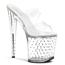 Pleaser Zapato Abierto STARDUST-802 Plata Transparente EU-37 / US-7