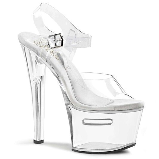 Pleaser Sandalia de Tacón TIPJAR-708-2 Plata Transparente EU-37 / US-7