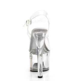 Pleaser Sandalia de Tacón TIPJAR-708-2 Plata Transparente EU-37 / US-7