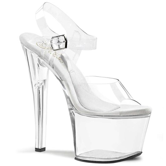 Pleaser Sandalia de Tacón TREASURE-708 Plata Transparente EU-37 / US-7