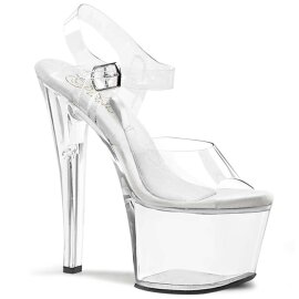 Pleaser Sandalia de Tacón TREASURE-708 Plata Transparente EU-37 / US-7