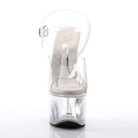 Pleaser Sandalia de Tacón TREASURE-708 Plata Transparente EU-37 / US-7