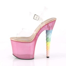 Pleaser Sandalia de Tacón UNICORN-708T Transparente Rosa-Multicolor EU-35 / US-5