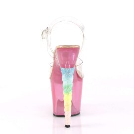 Pleaser Sandalia de Tacón UNICORN-708T Transparente Rosa-Multicolor EU-35 / US-5