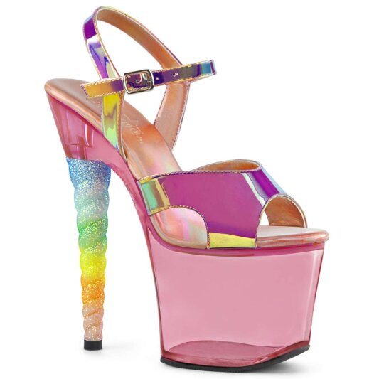Pleaser Sandalia de Tacón UNICORN-711T Rosa resplandeciente Multicolor EU-35 / US-5