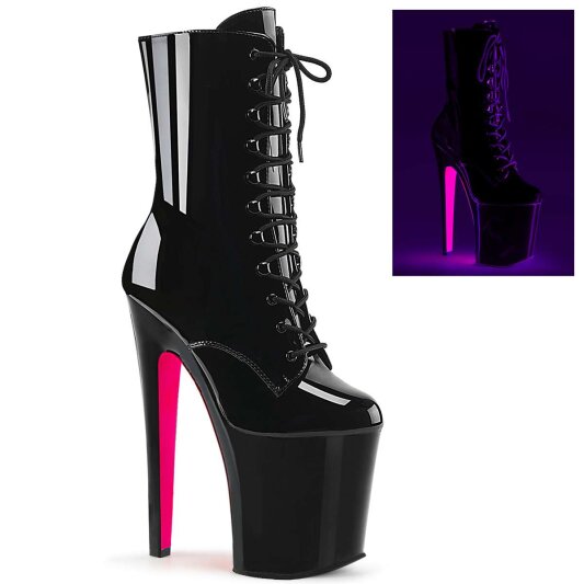 Pleaser Botín XTREME-1020TT Negro Rosa Claro Neón EU-35 / US-5