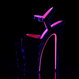 Pleaser Sandalia de Tacón XTREME-809TT Negro Charol Rosa Claro Neón EU-37 / US-7