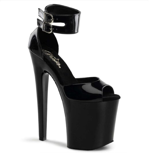 Pleaser Sandalia de Tacón XTREME-875 Negro Charol EU-36 / US-6